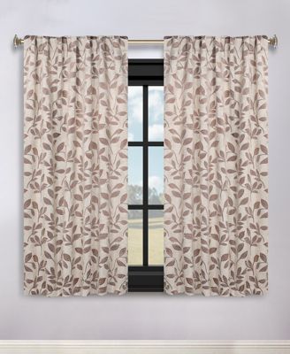 Leaves Modern Bohemian Back Tab Blackout Curtain Set, 52"x 63"