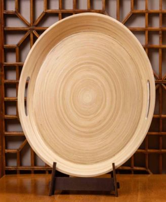 Lexa Collection 16 inch Bamboo Serving Tray with Handles