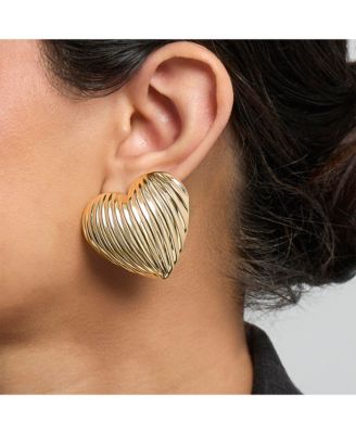 Ribbed Heart Button Earrings