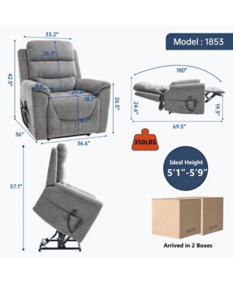 Chenille Dual Motor Infinite Position Up to 350 LBS Power Lift Recliner Chair with 8-Point Vibration Massage and Lumbar Heating,Blue
