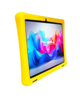 New 10.1" Funny Kids Wi-Fi Tablet Octa Core 128GB with Yellow Kids Defender Case Newest Android 15 Google certified