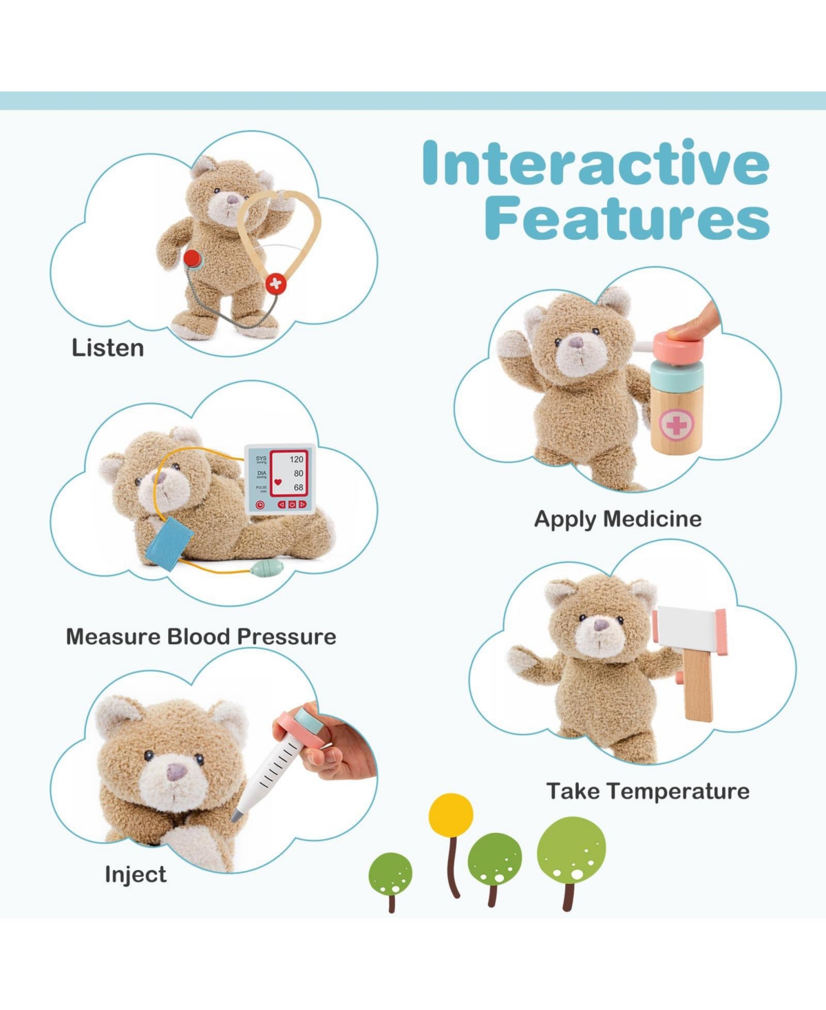 Mecale Wooden Doctor Playset with Stethoscope for Toddlers over 3 Years Old