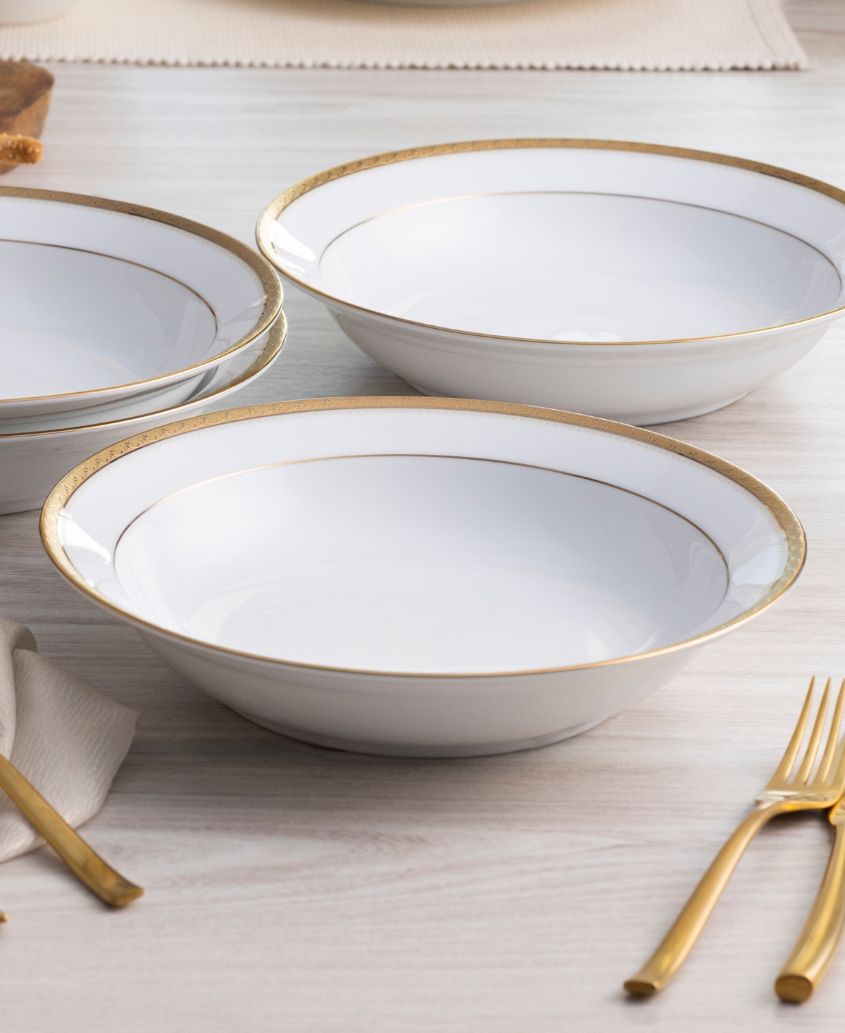 Noritake Charlotta Rim Dinner Bowls, Set of 4, Service For 4