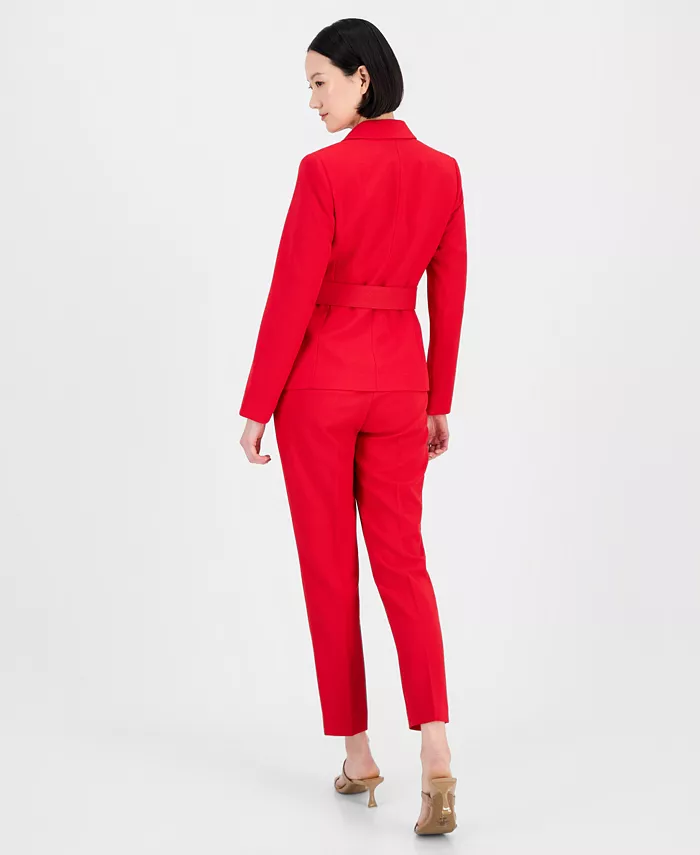 Women's Belted Asymmetrical Jacket & Slim-Fit Pantsuit Set - thumbnail 2