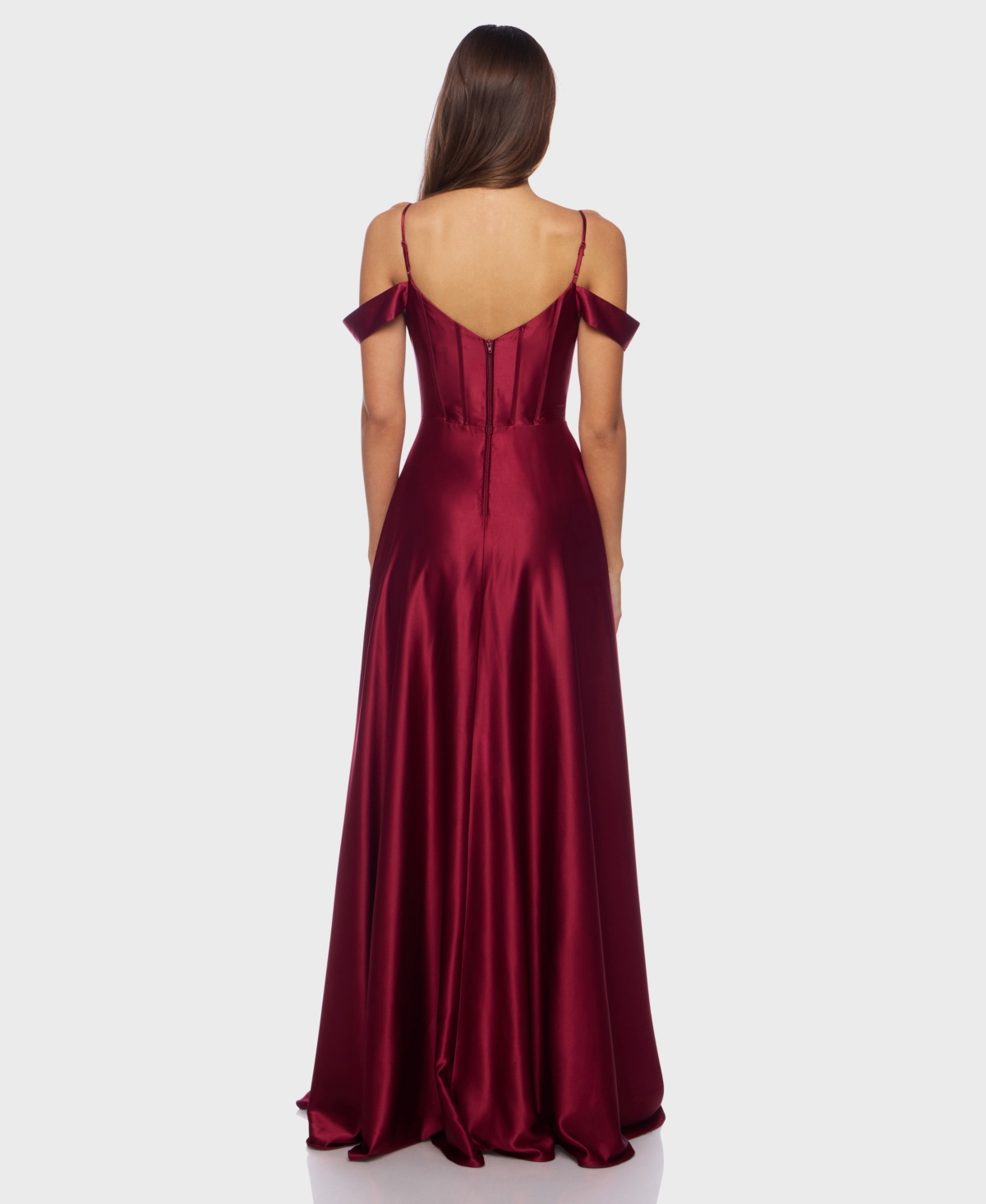 B Darlin Juniors' Off-the-shoulder Charmeuse Dress In Red