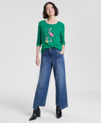 Holiday Lane - Petite Flamingo Print Top