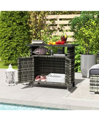 Wicker Storage Cabinet, Outdoor Buffet Cabinet