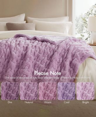 Ruched Reversible Faux-Fur Throw, 50" x 60"