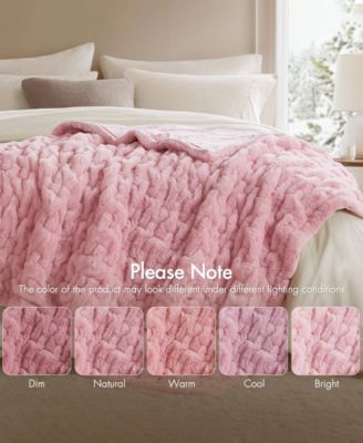 Ruched Reversible Faux-Fur Throw, 50" x 60"