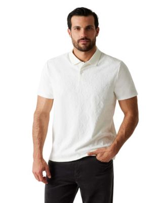 Men's Tonal Jacquard Short-Sleeve Knit Polo Shirt