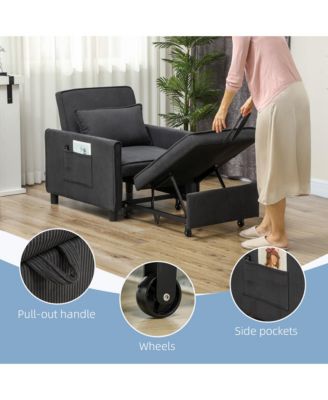 3-in-1 Convertible Chair Bed, Adjustable Sleeper Chair