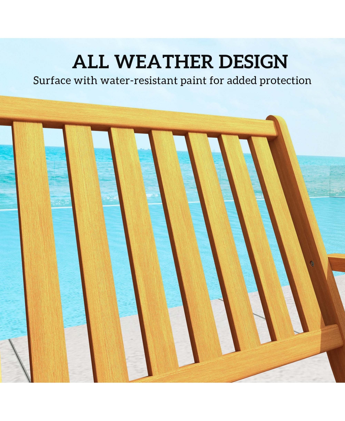 Outsunny Wood Outdoor Bench, 2-Person Foldable Patio Garden