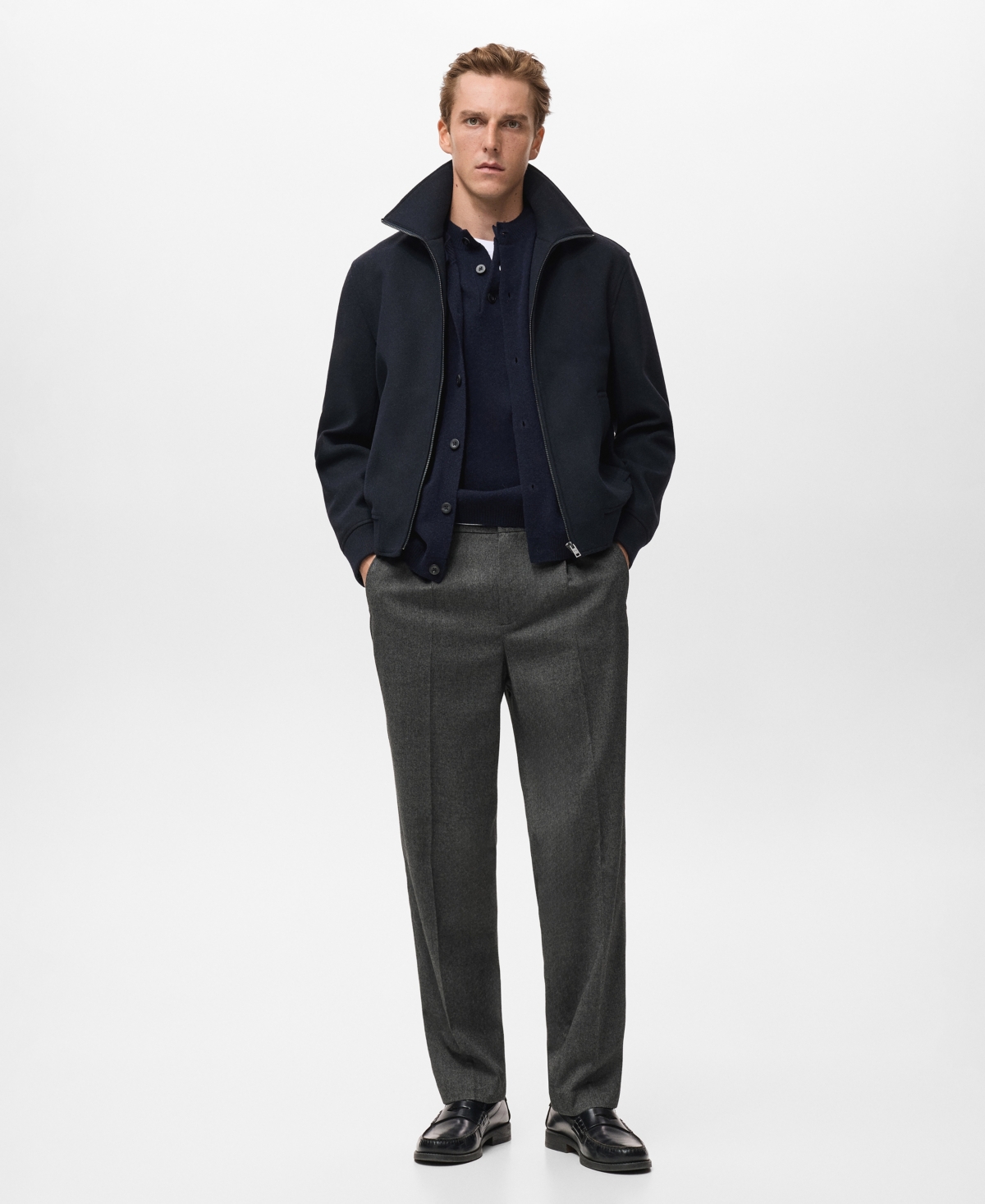 Mango Men's Zip Textured Jacket