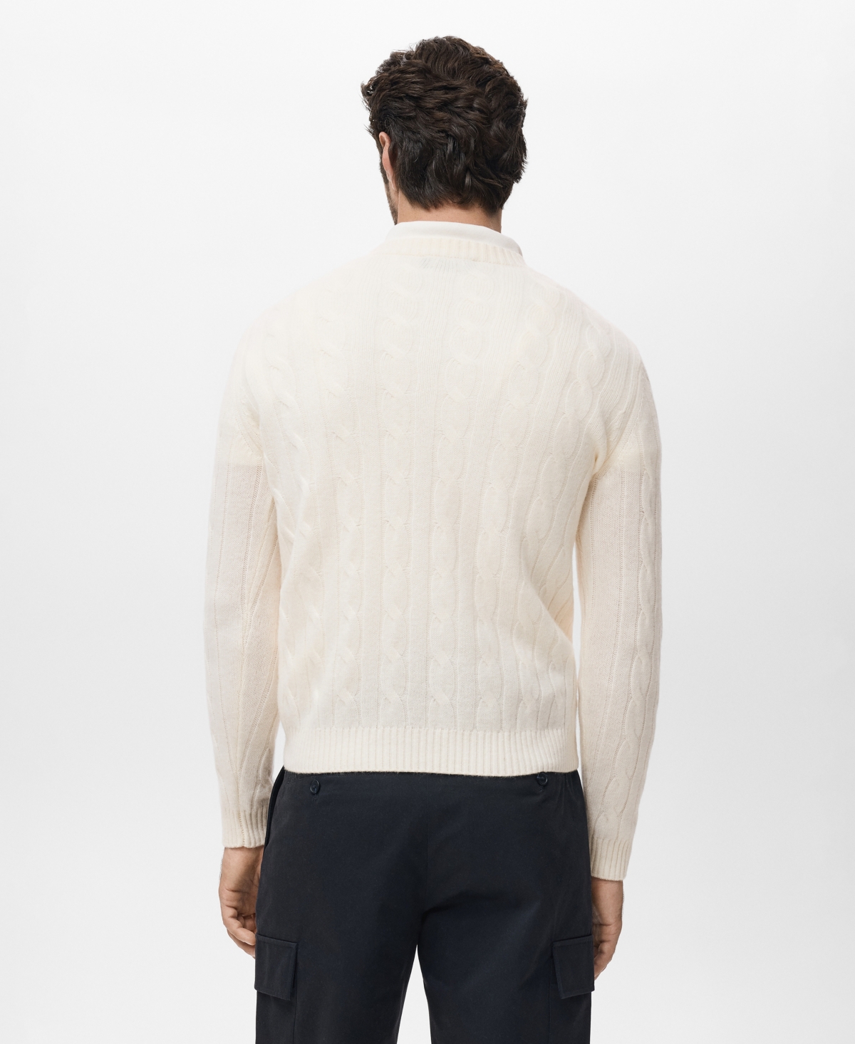 Mango Men's Wool Braided Sweater