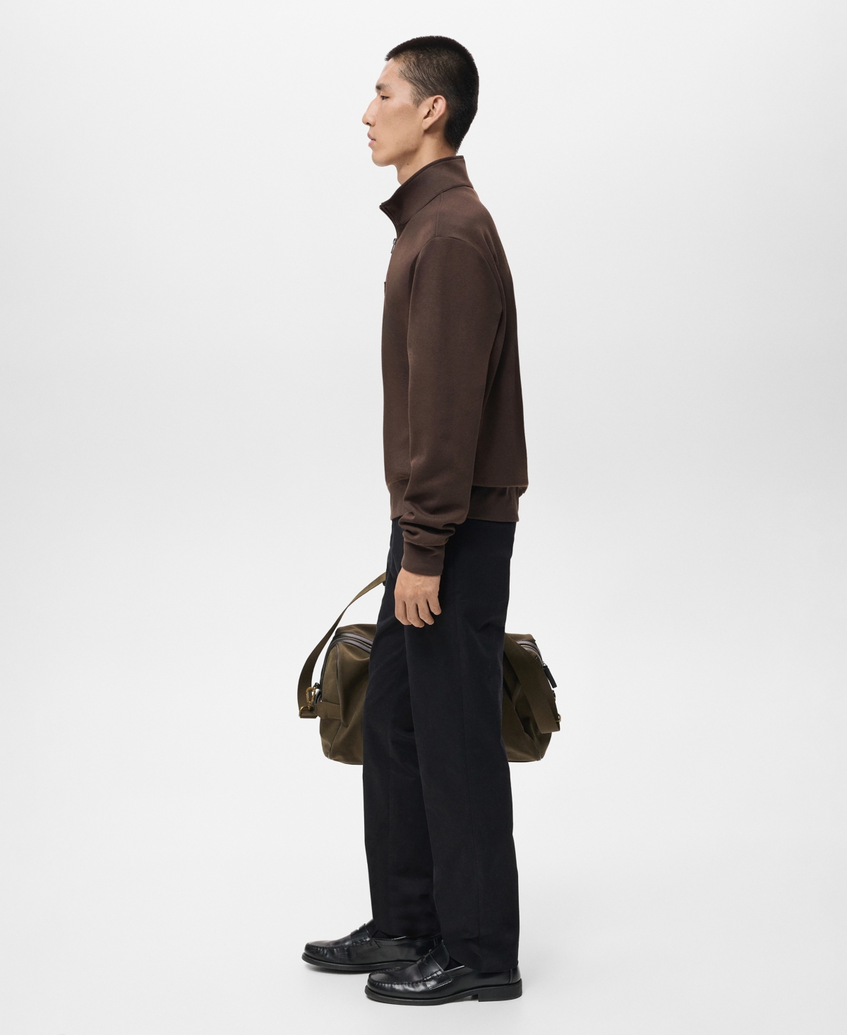 Mango Men's Zipper Regular-fit Cotton Sweatshirt In Brown