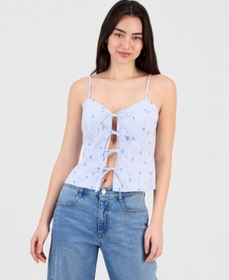 Women's Striped Tie-Front Tank Top