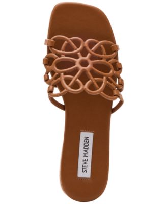 Women's Lotus Slide Square-Toe Flat Sandals