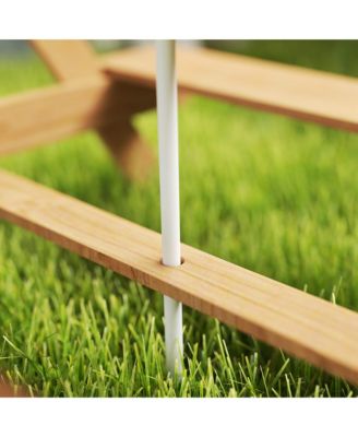 Kids Picnic Table, Wooden Outdoor Table & Bench Set with Umbrella