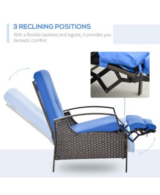 Outdoor Recliner, Reclining Chair w/ Footrest & Cushions,