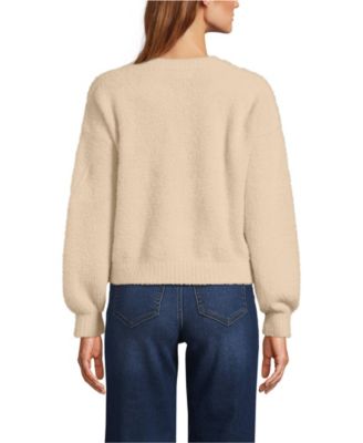 Women's Fuzzy Eyelash Cable Cardigan Sweater