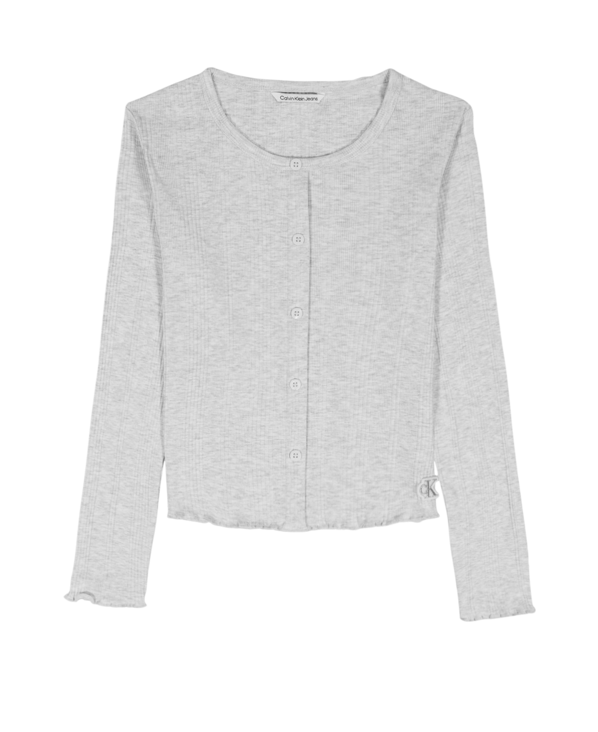 Calvin Klein Girls 7-16 Variegated Long-sleeve Top In Gray