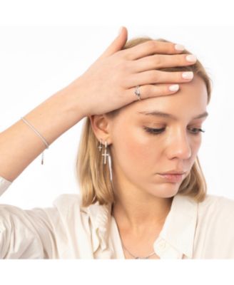 Bended Sterling Silver Double Gemstone Ring