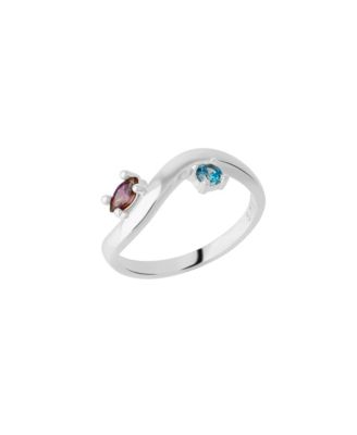 Bended Sterling Double Gemstone Ring