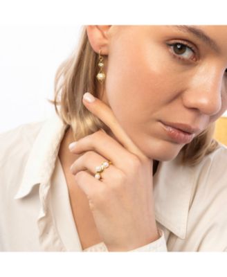 Sterling Silver Rhombus 3D Pearl Earrings