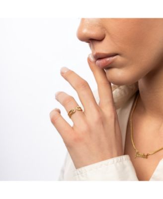 Sterling Silver Pave Jewelled Safety Pin Ring