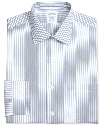 Brooks Brothers Men's Regent Classic-Fit Non-Iron Blue Striped Dress Shirt