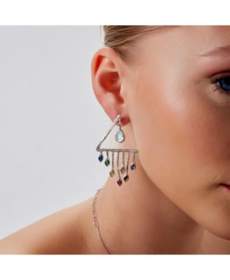 Colourful Rainbow Rain Drop Earrings in Sterling Silver