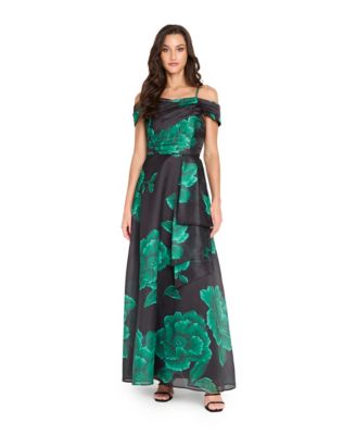 Tahari ASL - Women's Printed Off-Shoulder Maxi Gown