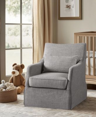 London 28"W Upholstered Skirted Swivel Armchair with Lumbar Pillow