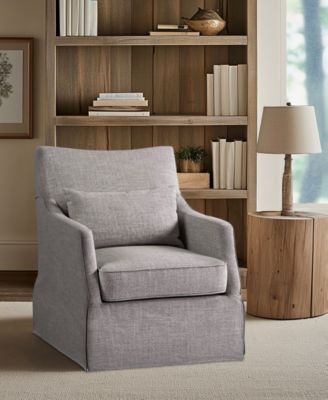 London 28"W Upholstered Skirted Swivel Armchair with Lumbar Pillow