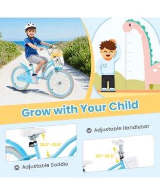 Kids Bike with Basket, Adjustable Seat & Training Wheels