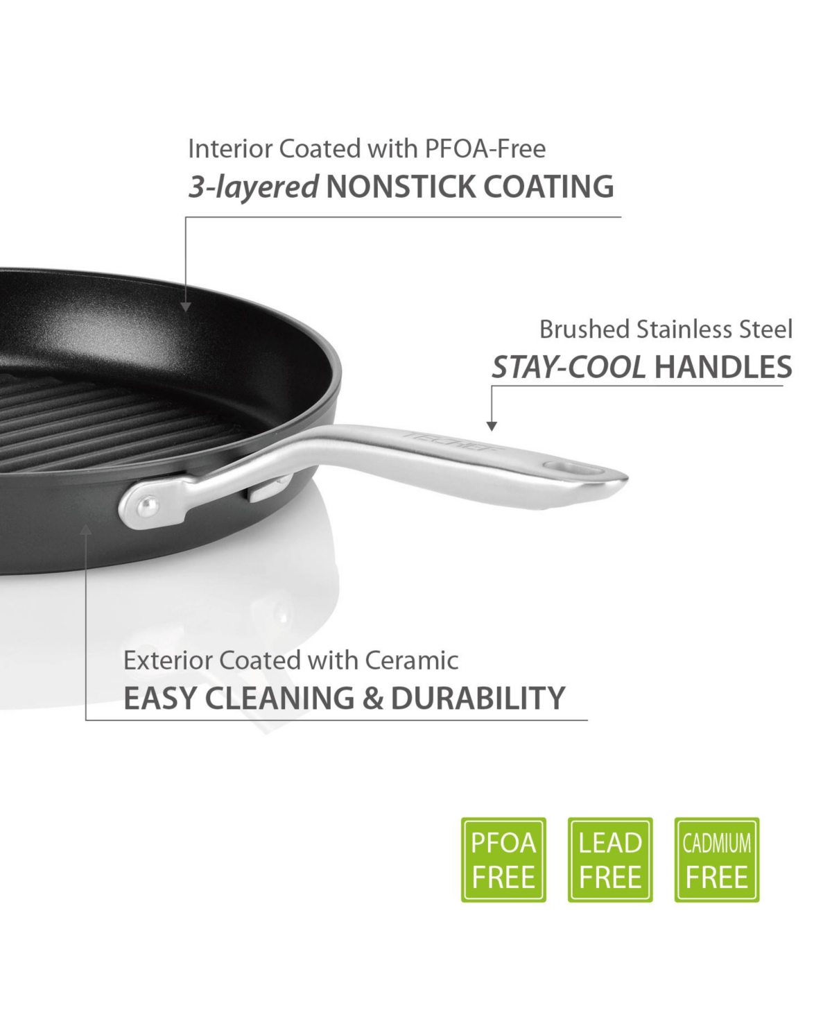 Techef - Onyx Collection - 12 Inch Grill Pan