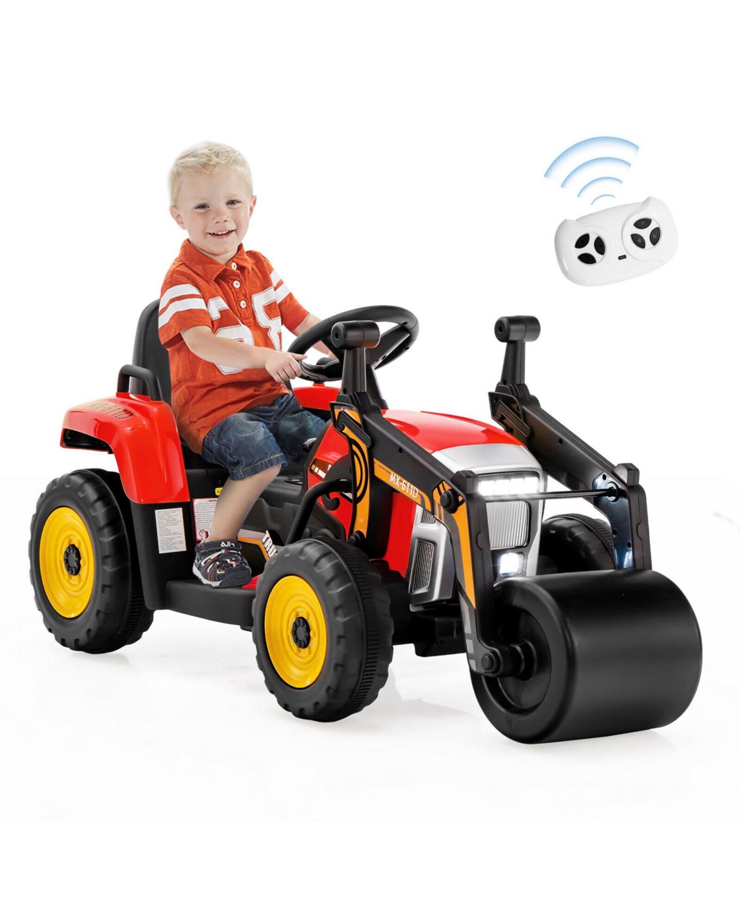 Детская игрушка SUGIFT 12V Kids Ride-On Road Roller with 2.4G Remote Control, Ages 3-8, цвет: Красный — фото 9