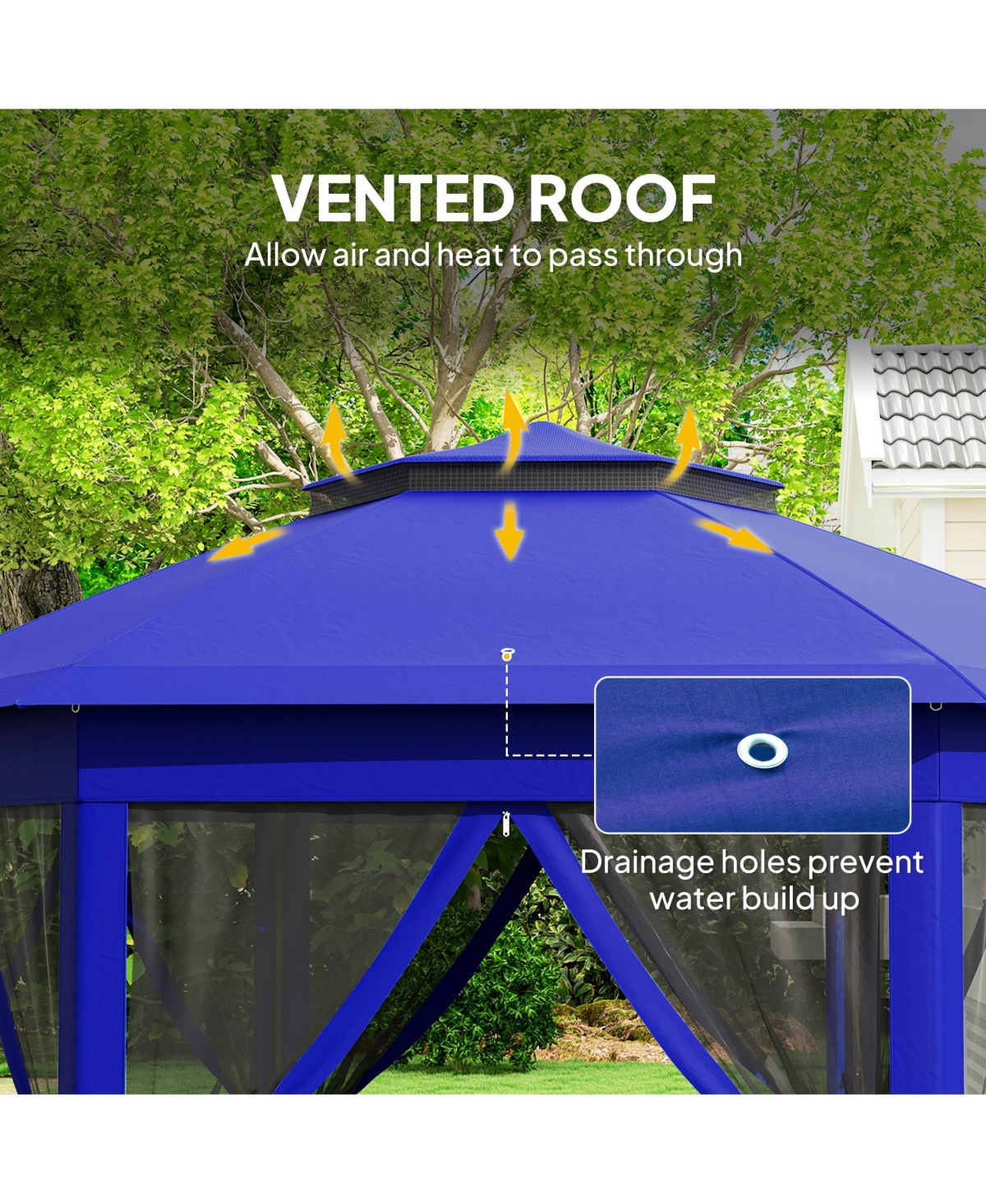 Outsunny 13' x 13' Pop Up Gazebo with 6 Zippe Mesh Netting,