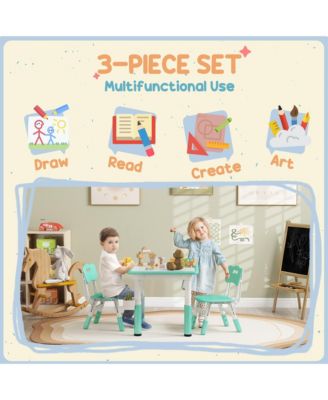 3 Piece Height Adjustable Kids Table and Chairs for Daycare,