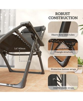 Zero Gravity Lounge Chair Set Padded Outdoor Recliner Chair,