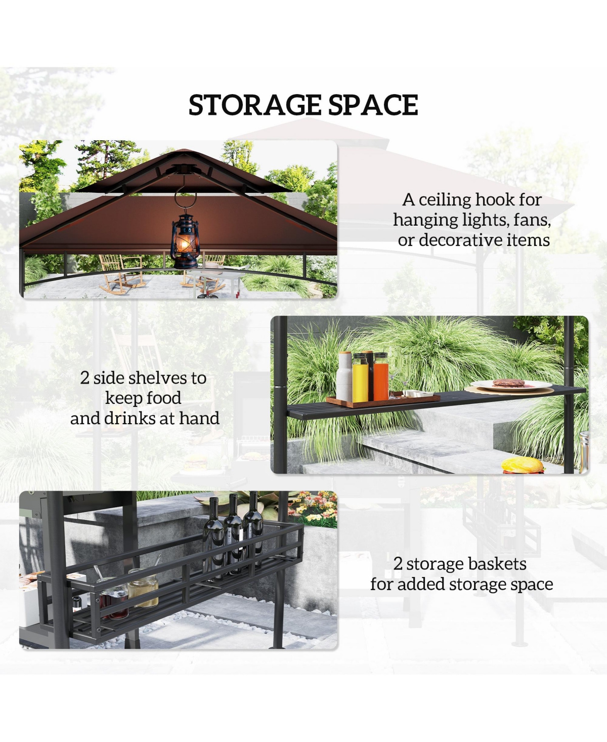 Outsunny 8' x 5' Grill Gazebo, 2-Tier Outdoor Bbq Dark