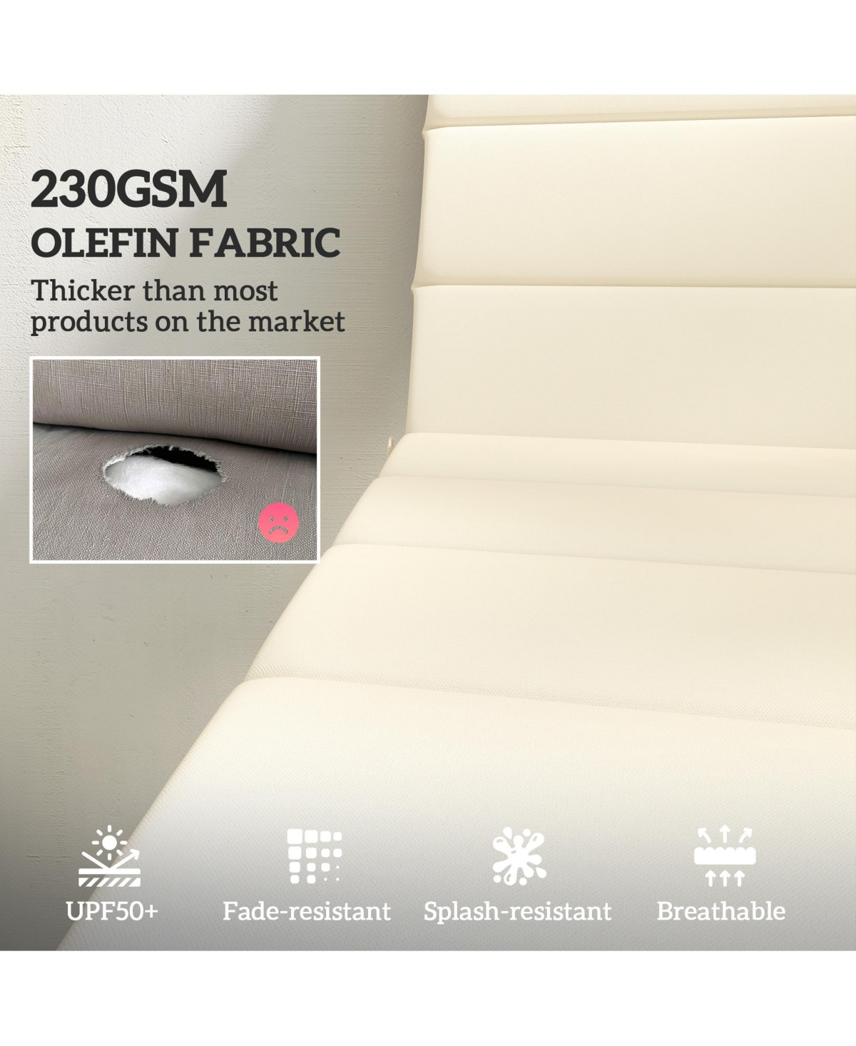 Outsunny 2pcs Olefin Chaise Lounge Chair Cushion, 80" x 26", Dark