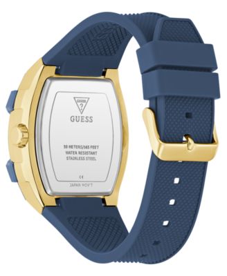 Men's Gold-Tone Indigo Silicone Multi-Function Watch, 44mm