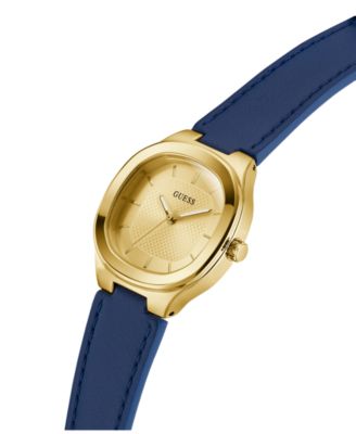 Women's Gold-Tone Blue Leather Analog Watch, 32mm