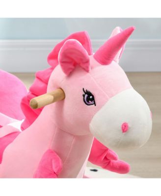 Kids Rocking Chair with Sound, Wood Base Seat, Safety Belt, Unicorn