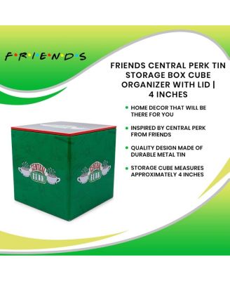 Friends Central Perk Tin Storage Box Cube Organizer with Lid | 4 Inches