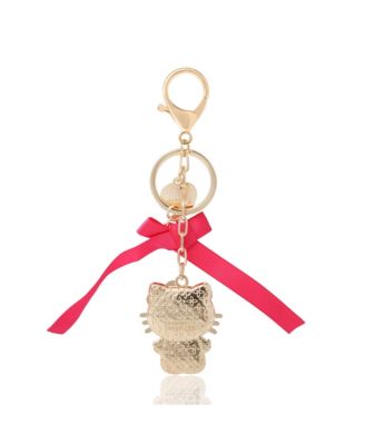 Sanrio Hello Kitty Crystal Charm Keychain with Bow and Heart Accent