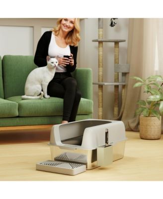 Stainless Steel Litter Box with High Sided for Anti-Urine Leakage