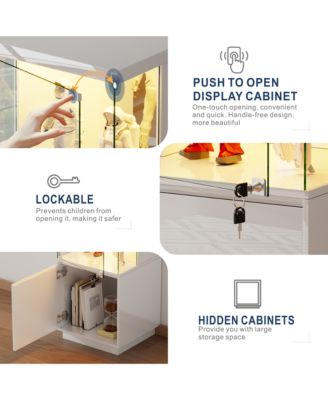 69" Corner Display Cabinet with Glass Doors & Motion LED