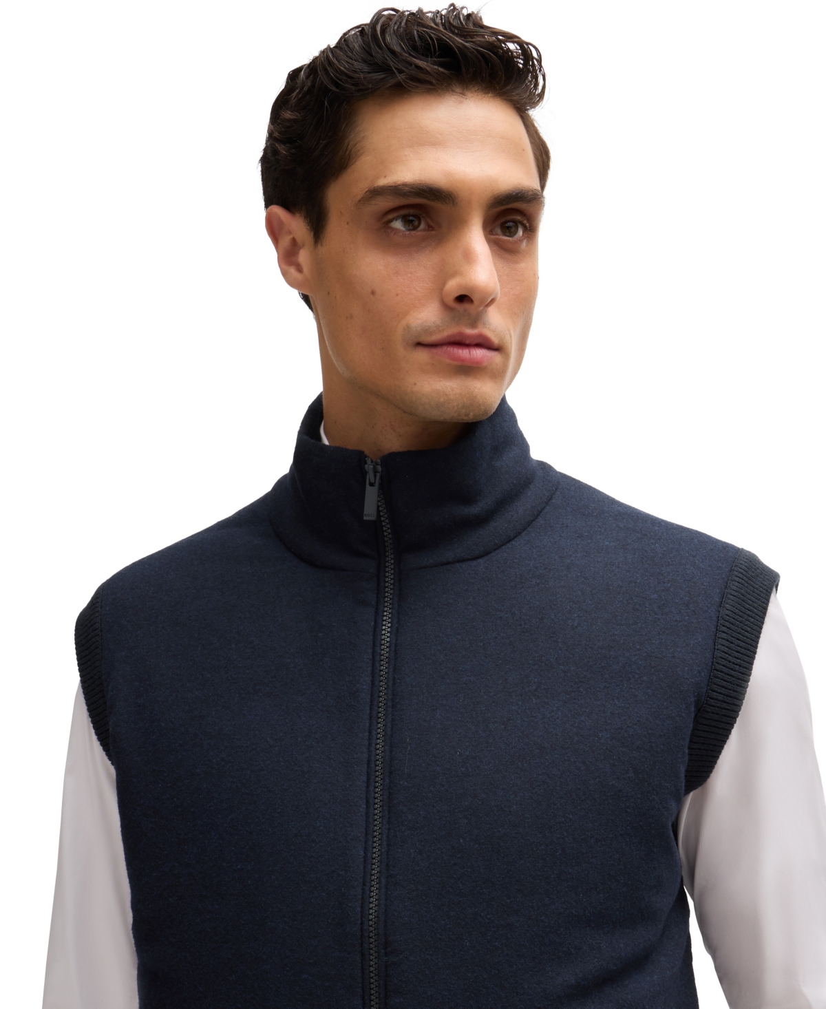 Boss by Hugo Men's Brushed-Flannel Front Regular-Fit Vest